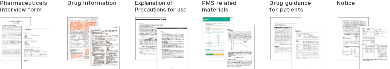 Pharmaceuticals Interview form Drug Information Explanation of Precautions for use PMS related materials Drug guidance for patients Notice